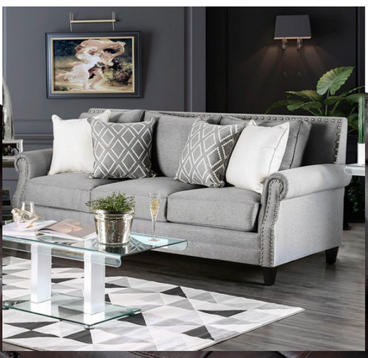 Giovanni Transitional Gray Living Room Sofa