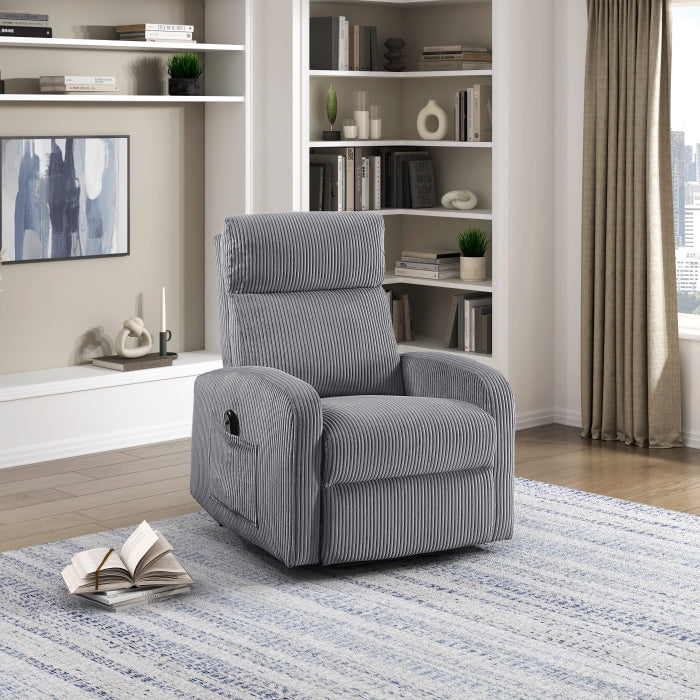 Light gray corduroy reclining chair