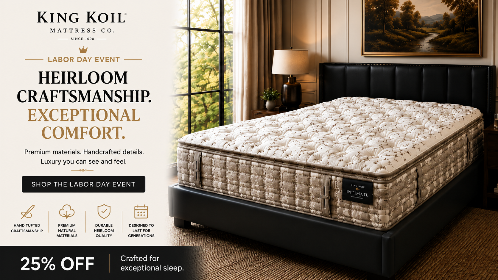 King Koil Mattress with Heirloom Craftmanship. Shop the Labor Day Events.