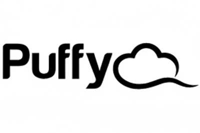 Black 'Puffy' logo with a cloud icon on a white background