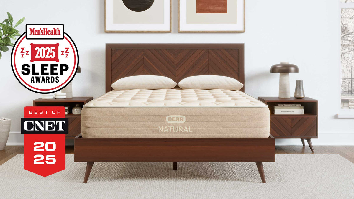 Bear Natural latex hybrid mattress in a bedroom