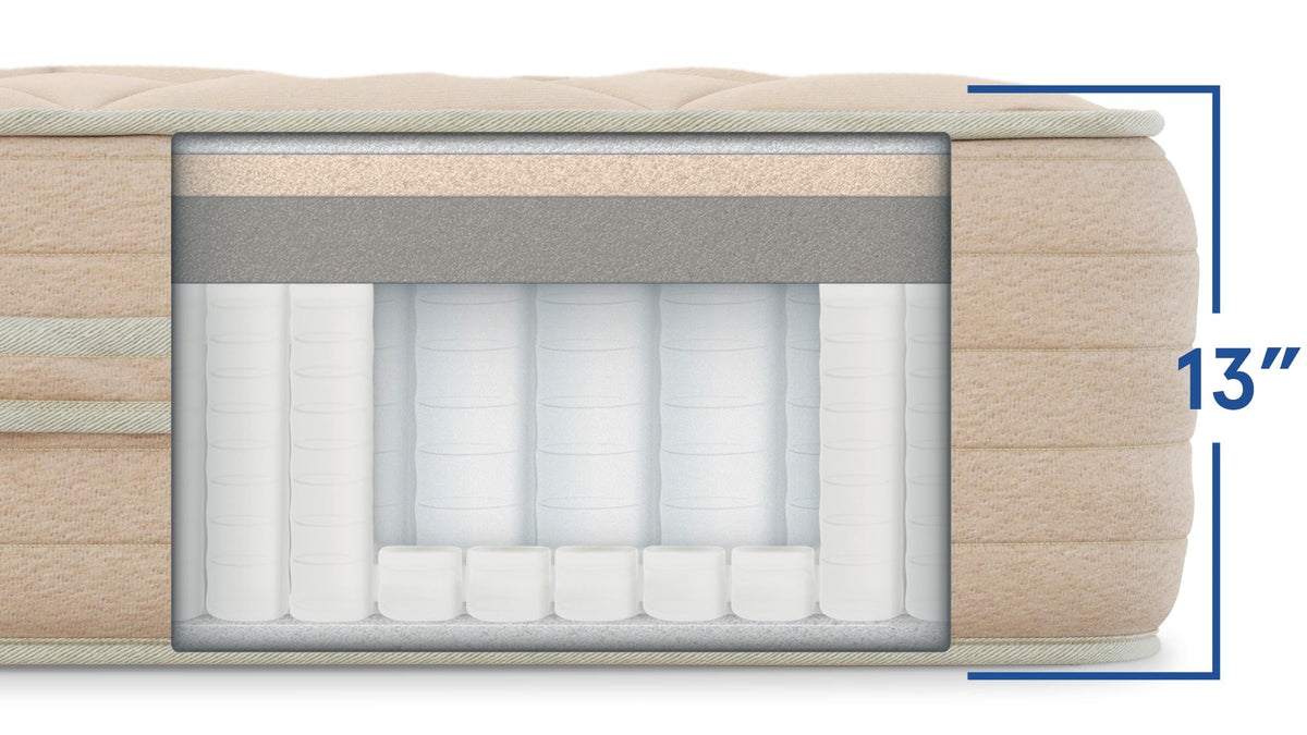 Bear Natural mattress layer construction and 13-inch profile