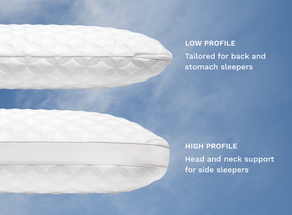 Comparison of Birch Talalay pillow low and high profiles
