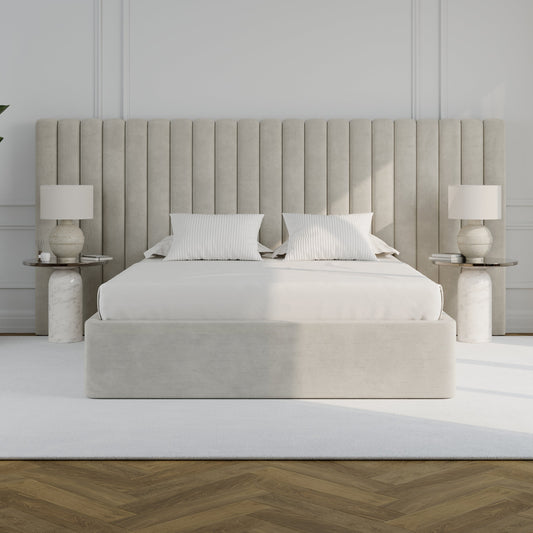 Puffy Milan Bed Frame - Front - Stone