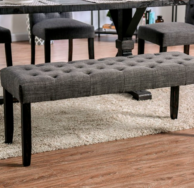 Alfred Rustic Antique Black Dining Bench