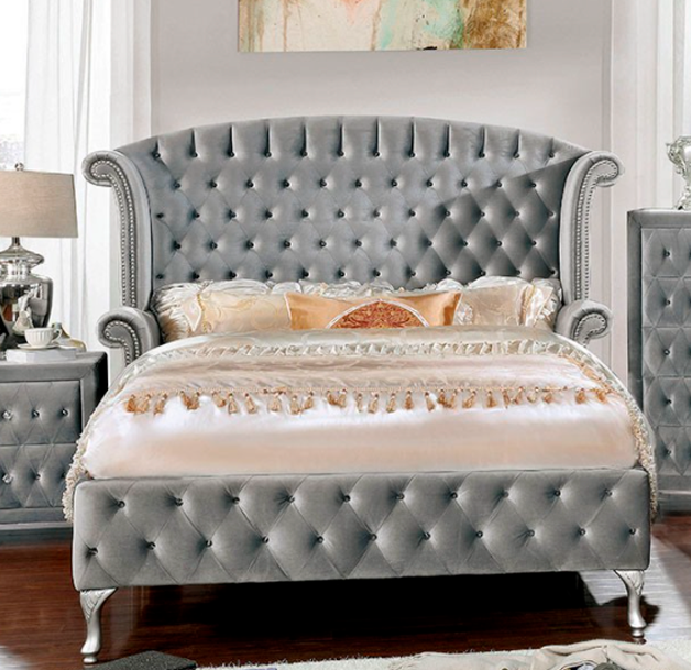 Alzir Glam Gray Bed Frame