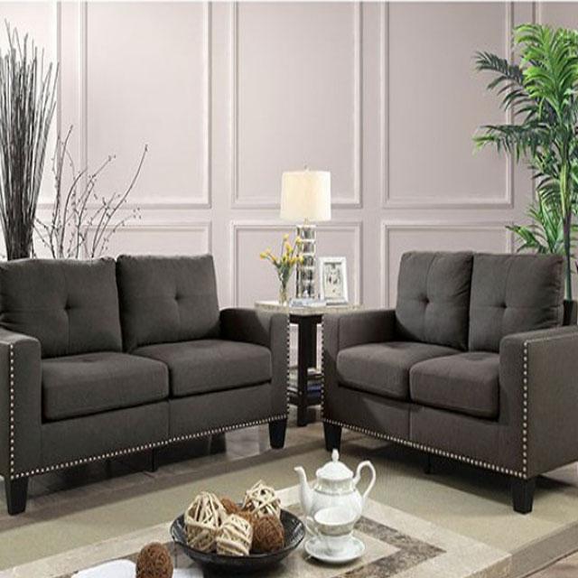 Attwell Transitional Gray Living Room Love Seat