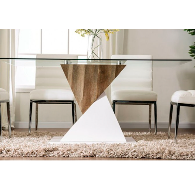 Bima  Contemporary White/Natural Tone Dining Table