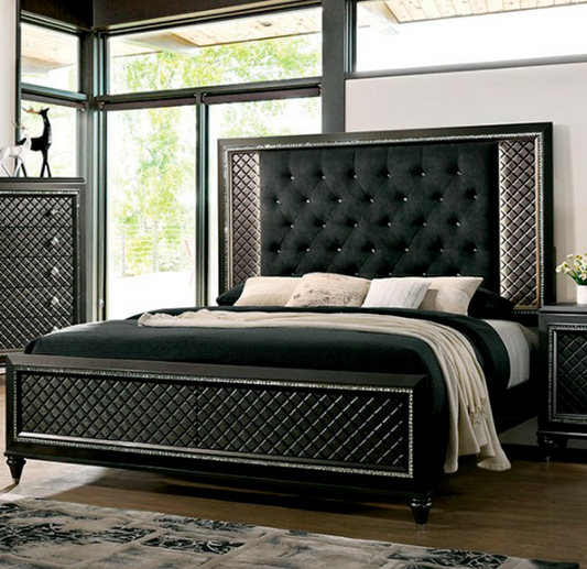 Demetria Contemporary Metallic Gray Bed Frame