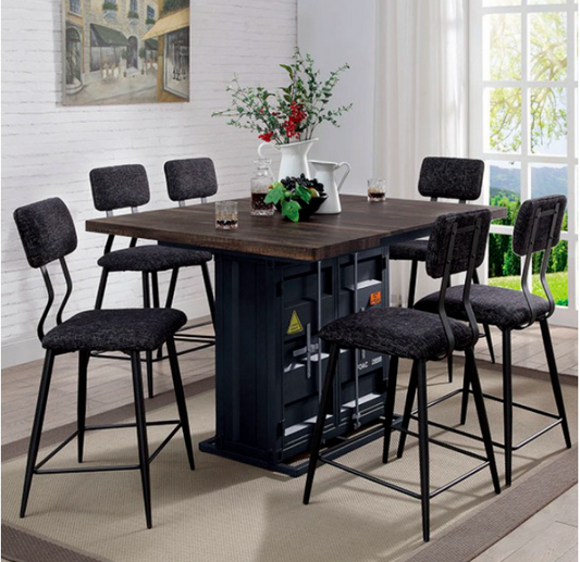 Esdargo  Industrial  Black/Distressed Dark Oak  Counter Table