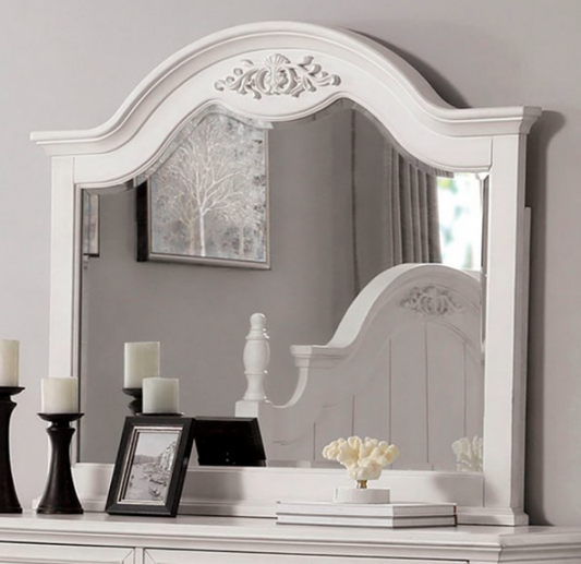 Georgette Transitional Antique White Mirror