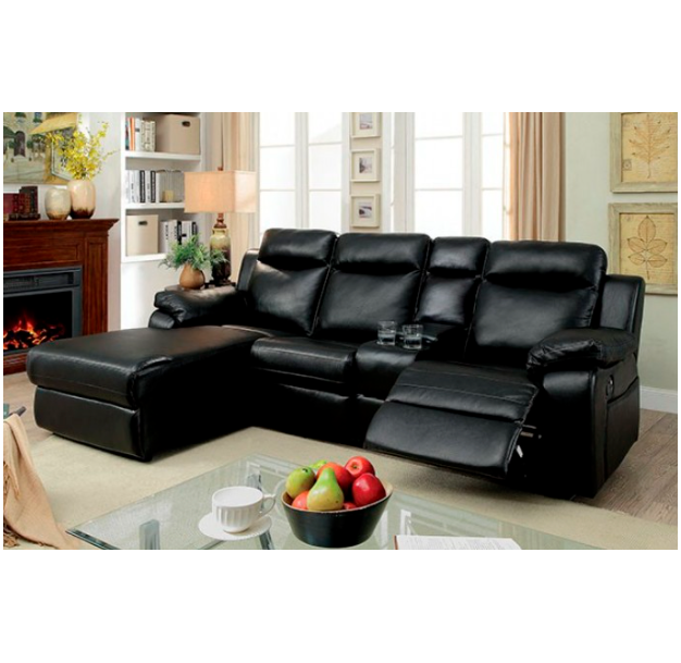 Hardy Transitional Black Living Room Sectional Console