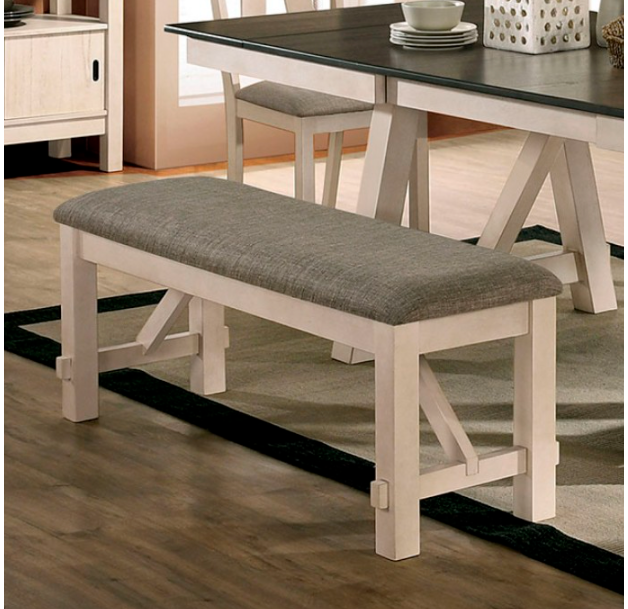Jamestown Transitional Ivory/Gray Dining Bench
