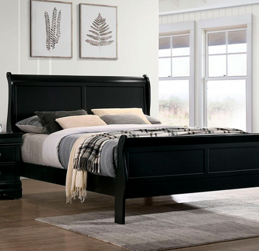 Louis Philippe Transitional Black Bed Frame
