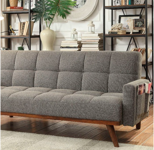 Nettie Mid-Century Modern Gray Living Room Futon Sofa