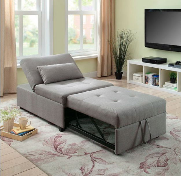Oona Contemporary Gray Living Room Futon Sofa