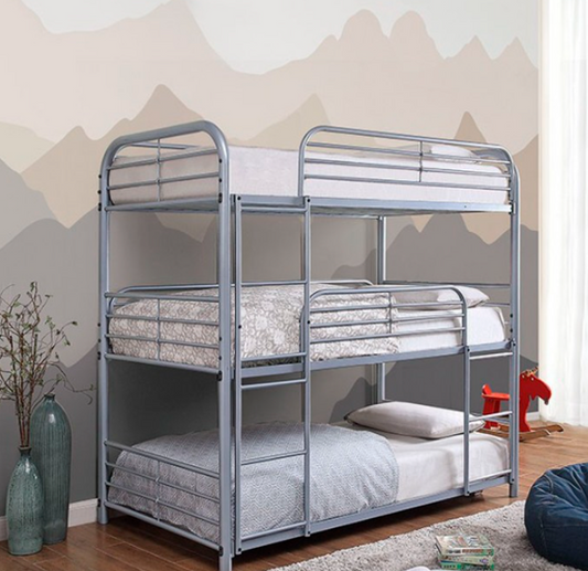 Opal Contemporary Silver Metal Twin Bunk Bed