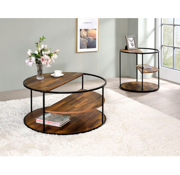 Orrin Industrial Black/Walnut Living Room End Table