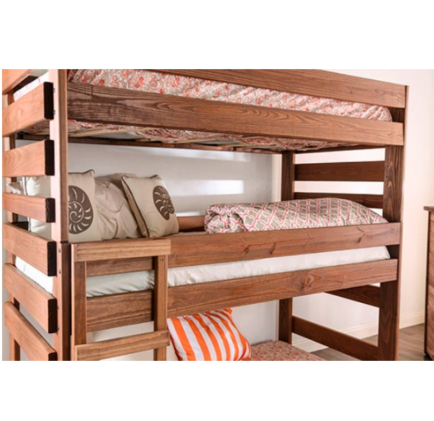 Pollyanna Rustic Mahogany Twin Triple Decker Bed