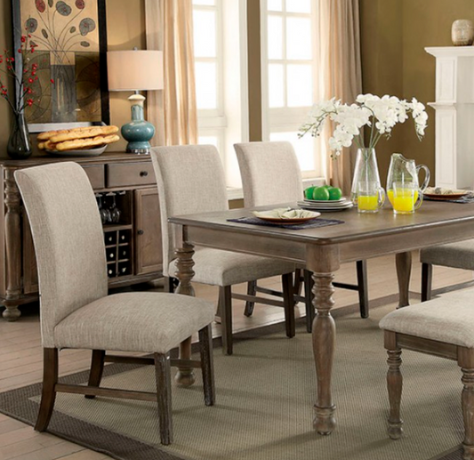Siobhan Transitional Rustic Oak, Beige Dining Table