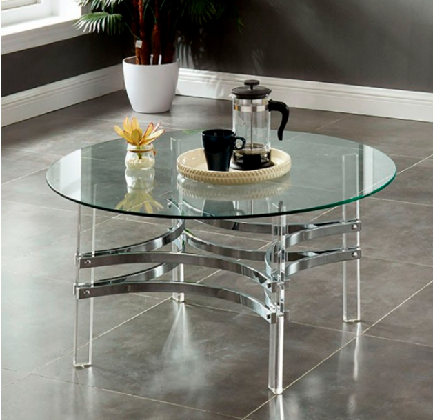 Tirso Contemporary Chrome Living Room Coffee Table