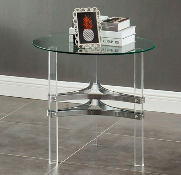 Tirso Contemporary Chrome Living Room End Table