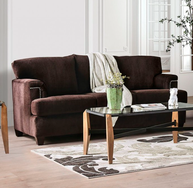 Brynlee Transitional Chocolate Living Room Sofa