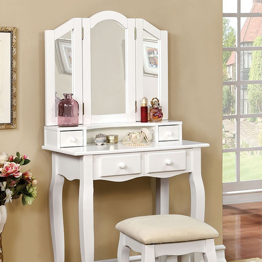 Janelle - Transitional - White - Vanity W/stool