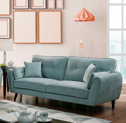 Phillipa Mid-Century Modern Light Teal Living Room Sofa